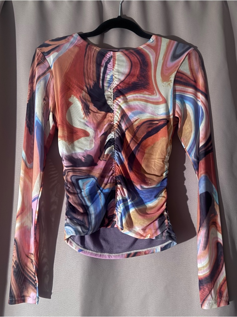 Bailey 44 Long Sleeve Abstract Swirl Print Top in Multicolor